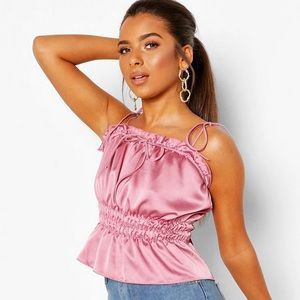 Boohoo Ruched Satin Top